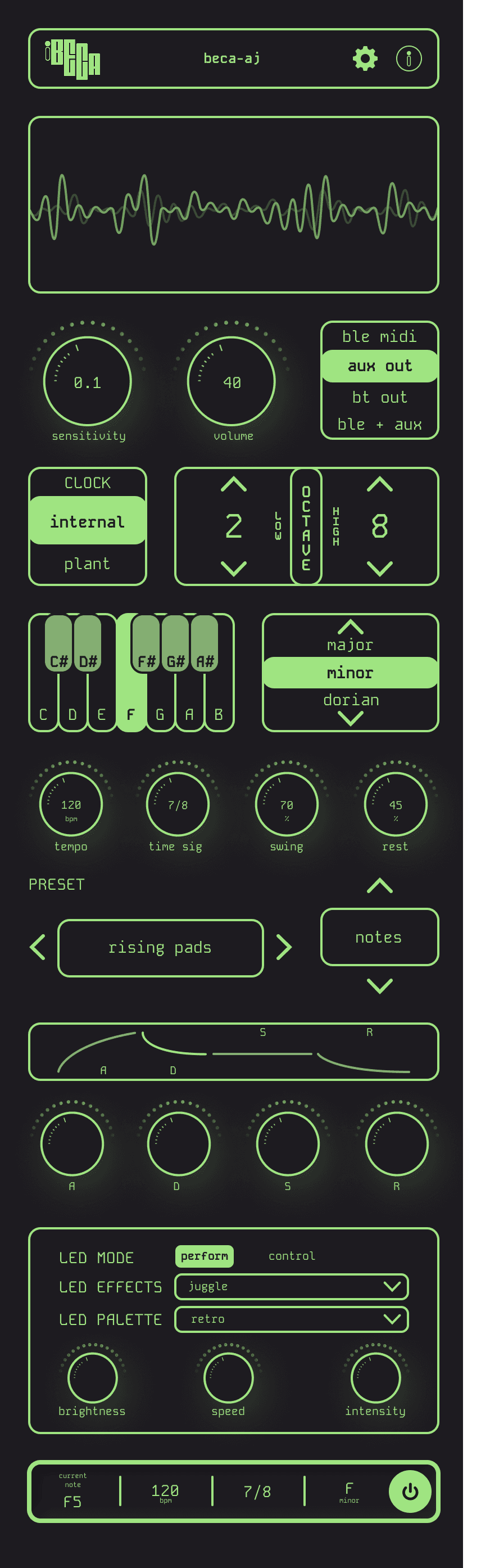BECA interface visual language